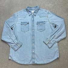 Levis Denim Shirt Adult X Large Blue Sawtooth Western Snap Red Tab Rodeo Mens*