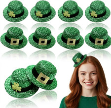10 Pieces St Patrick'S Day Mini Party Hats Tiny Leprechaun Glittery Green Irish