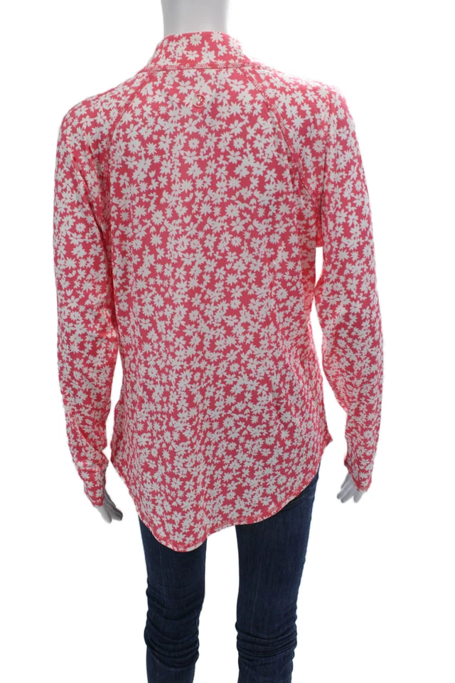 Top JoFit Mujer Texturizado Manga Larga Cuello Alto Cremallera Floral Rosa Talla L Foto 3 de 4