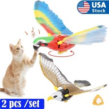 2pcs Cat Simulation Bird Interactive Toys Funny Feather Bird Cat Stick Toy
