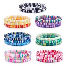 20 PCS Heishi Surfer Bracelets Set Polymer Clay Heishi Beads Stretch Bracelets M