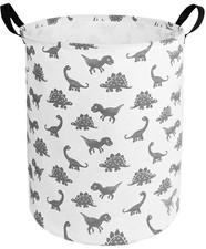 Round Dinosaur Pattern Laundry Hamper Storage Basket Fabric Material Storage ...