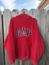 Gap Athletic Red Fleece Hoodie Men's Size L Hooded Pockets Polyester