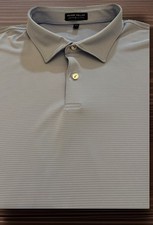 Peter Millar Crown Crafted Mens 2XL Blue Striped Performance Polo Shirt