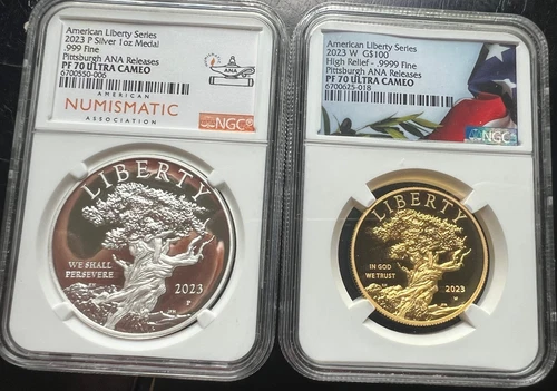 2023 W $100 Gold American Liberty High Relief & Silver NGC PF70 ANA Released