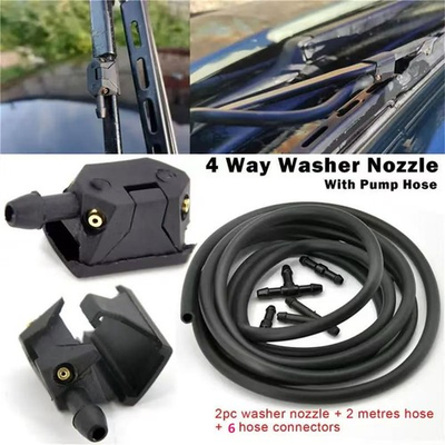 #ad Car Windshield Washer Wiper Arm Sprayer 8mm 9mm Adjustment Arm 4 Hole Nozzle Kit $9.40