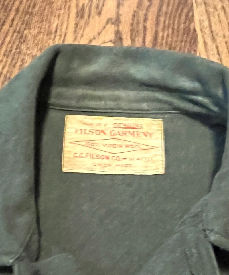 Vintage Filson Single Mackinaw Cruiser Jacket Size Large Green 100% Virgin Wool - Image 4 of 4
