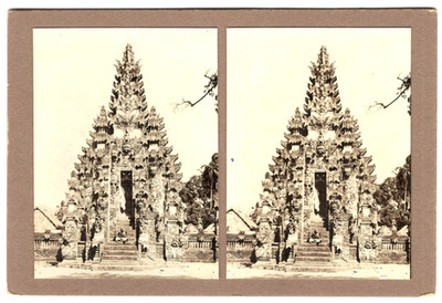 Original-3D/Stereophotographie Bali - Hauptportal Bila Tempel, August 1913