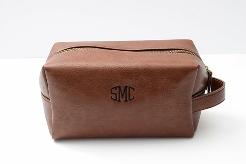 leather wash bag personalised