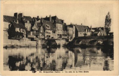 Old postcard AK Argenton Un Coin de la Rive droit France (1177600)