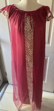 1960s Erica Loren Long Sheer Gown Wine Nightgown Size Small