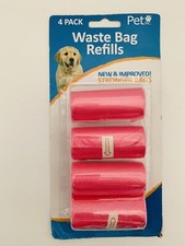 Pet Inc. Waste Bag Refills 4 Pack  NEW  IMPROVED STRONGER BAGS Pink Color