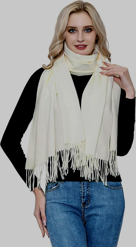 Vimate Cashmere/Cotton Blend Soft Fringed Pashmina Scarf Shawl Wrap 68" x 28"