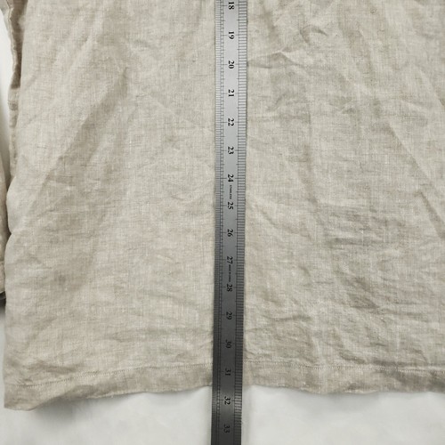 Neu ohne Etikett Murano Baird McNutt Herrenhemd Large beige 100 % Leinen verdeckte Knöpfe - Bild 11 von 11
