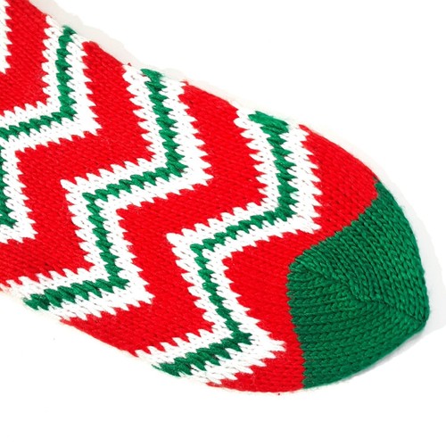 Calze Natale Vintage Rosso Verde Bianco Maglia Chevron - Foto 3 di 3