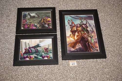 Warhammer 40k A4 & A5 Framed Art Chaos Marines x 3 - Picture 2 of 6