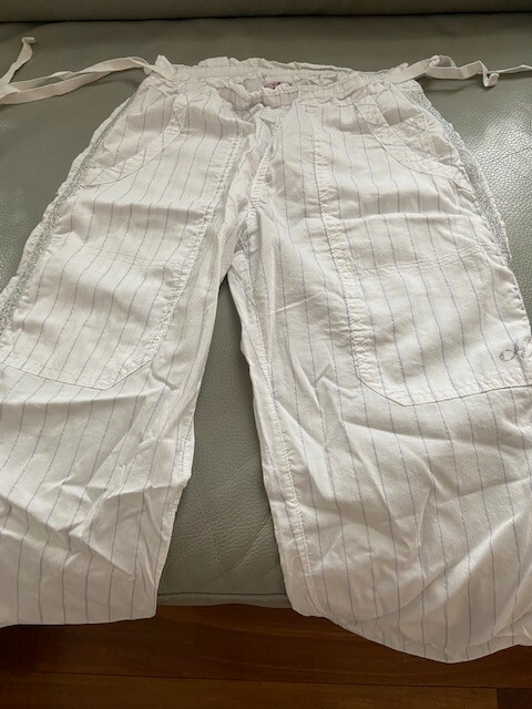 girl white cotton pants size XS school party beach evening summer spring