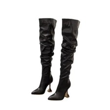 Women's Pointed Toe Zip Faux Leather Over The Knee Boots Club Casual Party Shoes