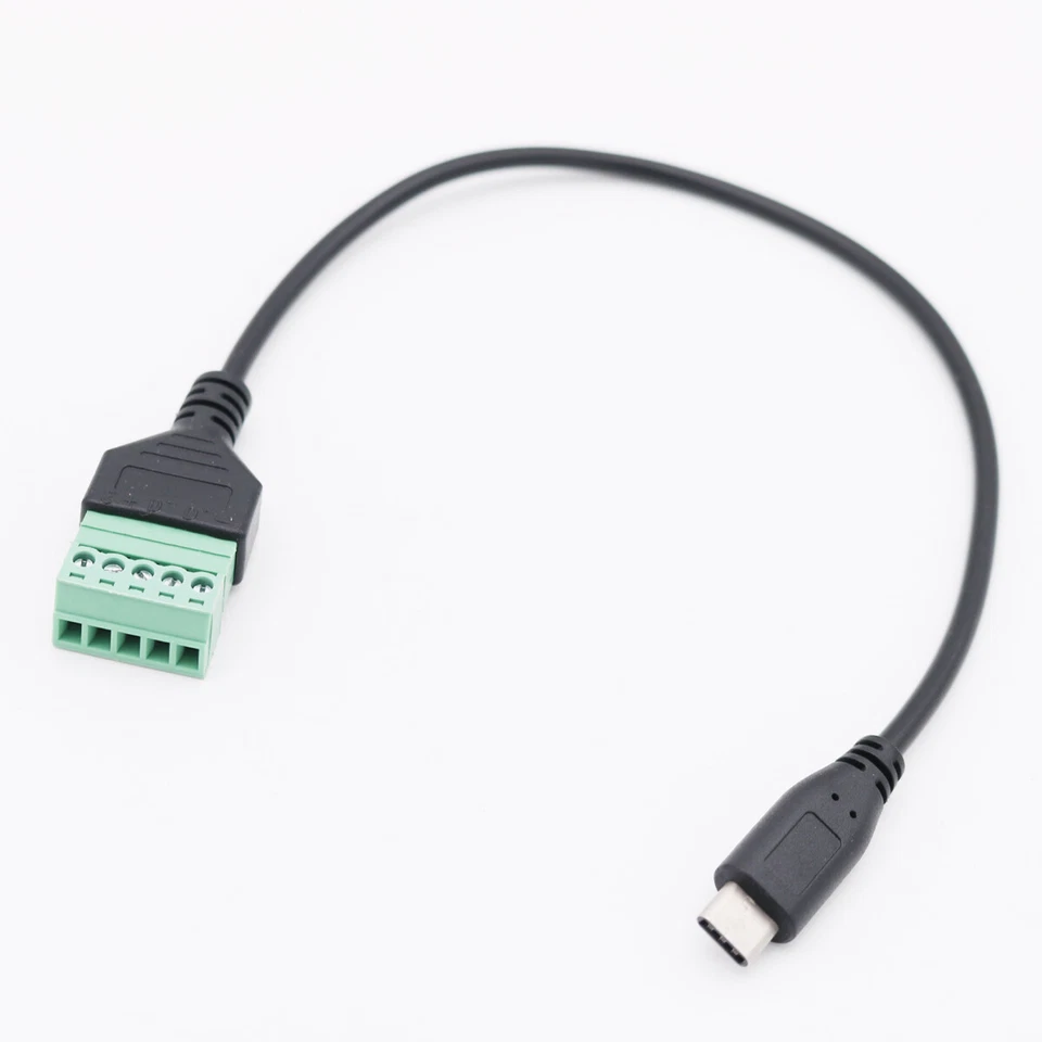 USB 3.1 Type-C Male to 5 Pin Screw Terminal Connector Shield Adapter Cable 30cm - Image 3 of 4