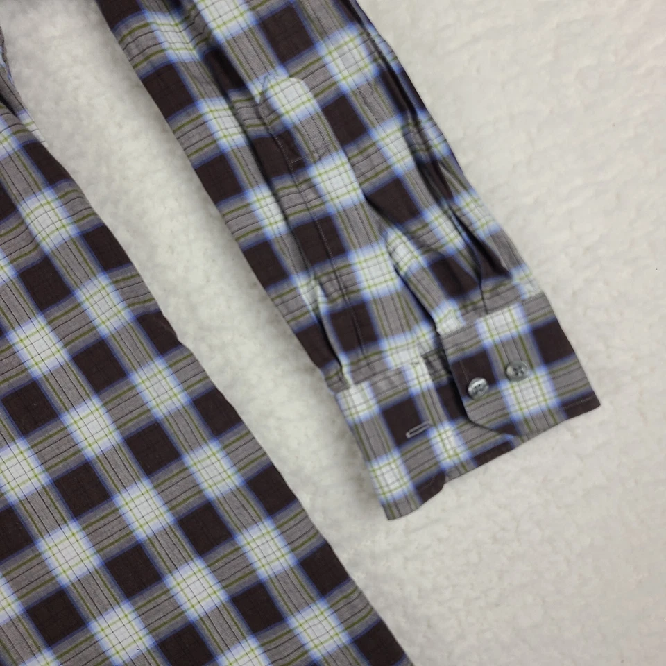 Scott Barber Dress Shirt Mens XL Brown Green Plaid Cotton Button Up - Image 2 of 4