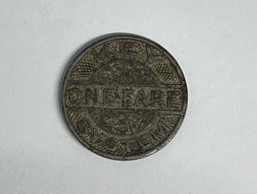 1940's WWII Era Oakland, CA "Key System One Fare" Transit Token Good Condition - Picture 2 of 2