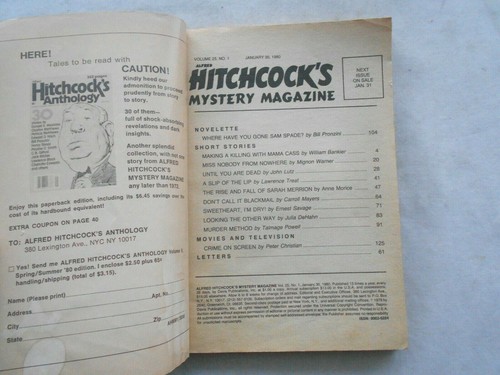 ALFRED HITCHCOCK'S MYSTERY MAGAZINE-JANUARY,1980 - Picture 2 of 2