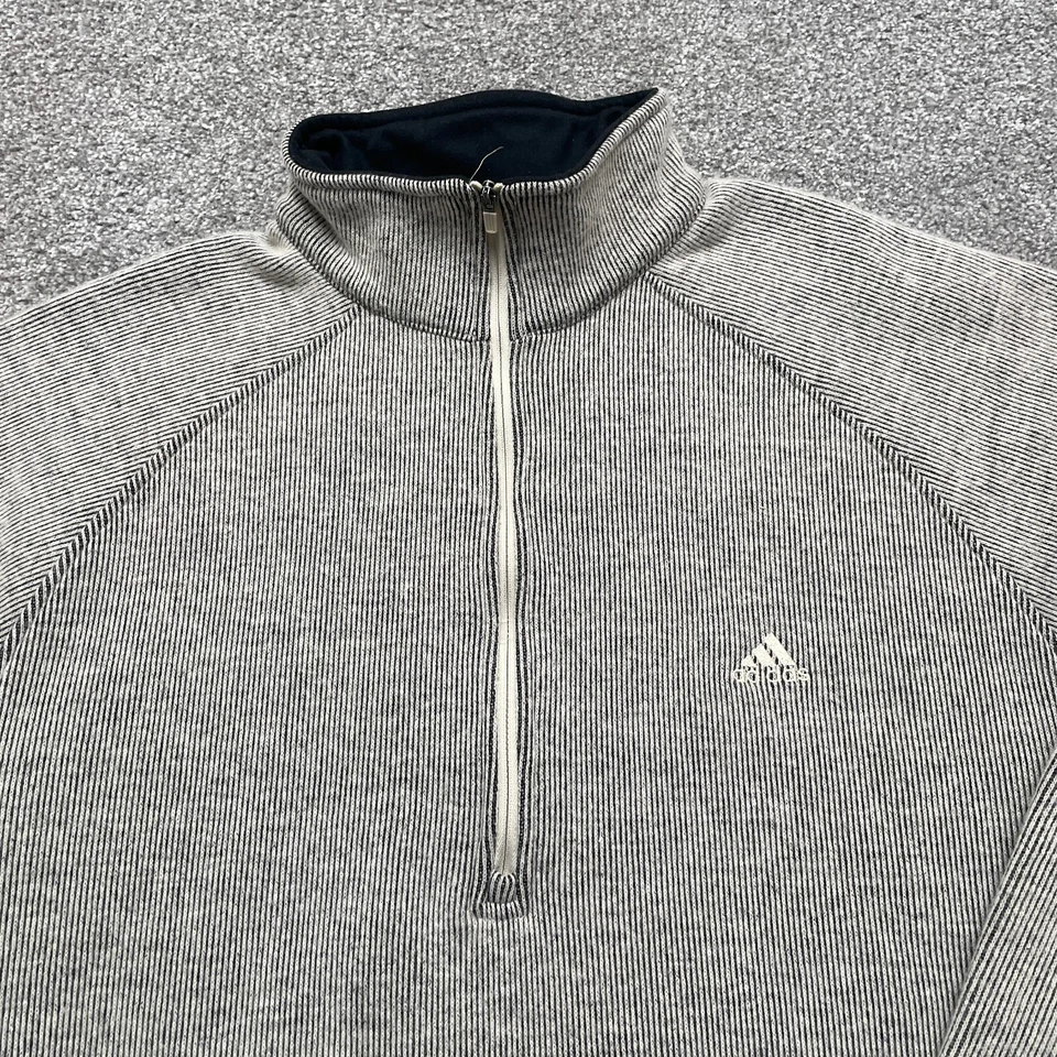 VINTAGE Adidas Sweater Adult 2XL XXL Gray 1/4 Zip Wool Blend Sweatshirt Y2k - Image 2 of 4