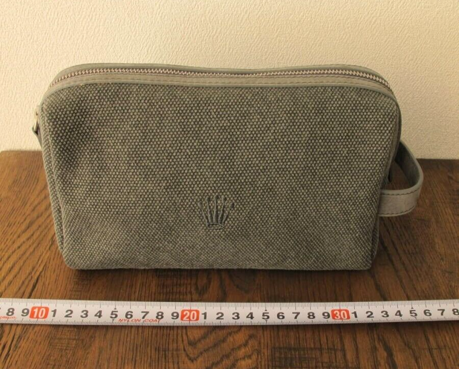 ROLEX Watch Novelty Khaki/Green Cotton Leather Mini Pouch Clutch