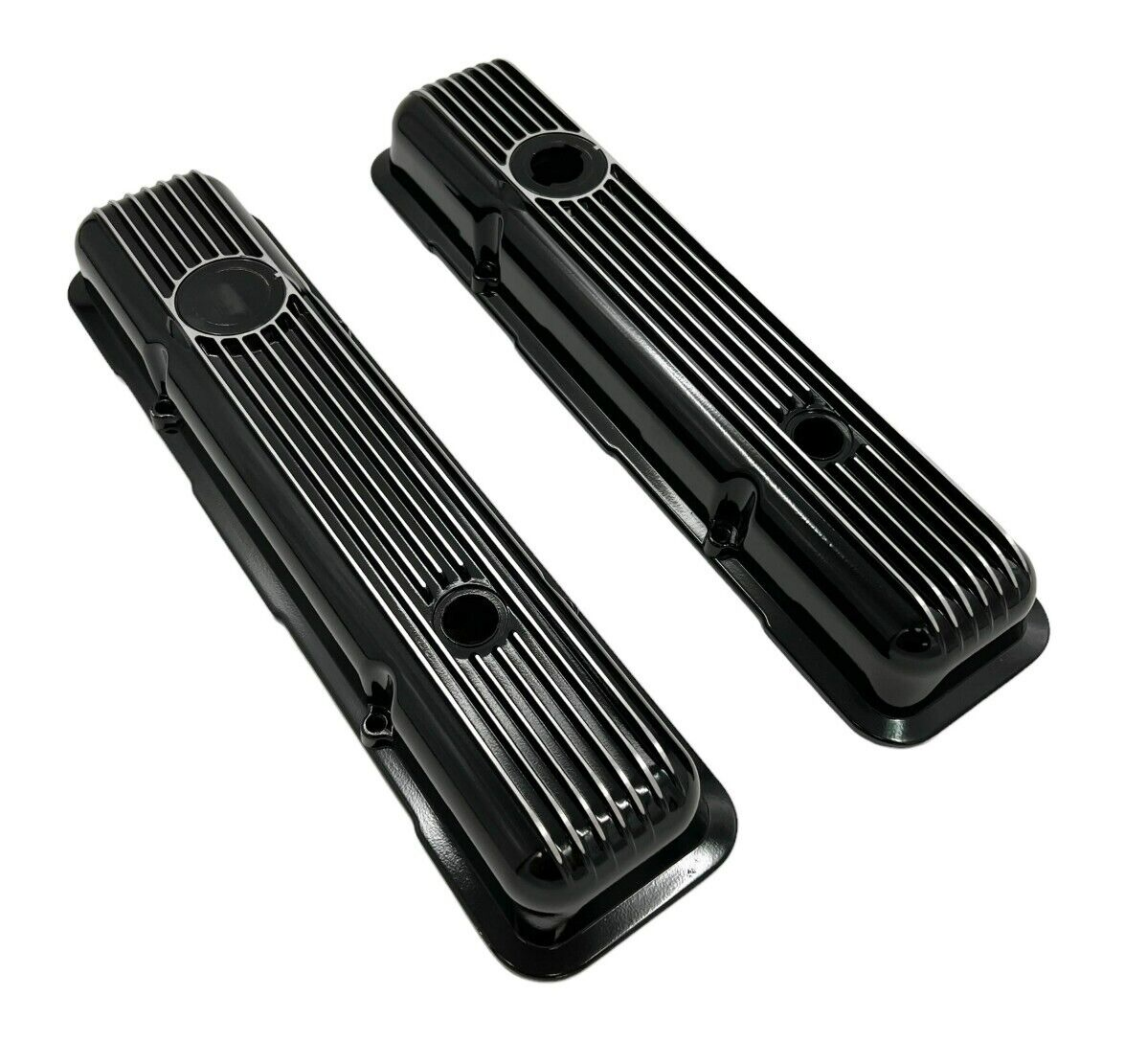 Pair OE LT1 Style Black Aluminum Valve Covers w/ Gaskets Small Block