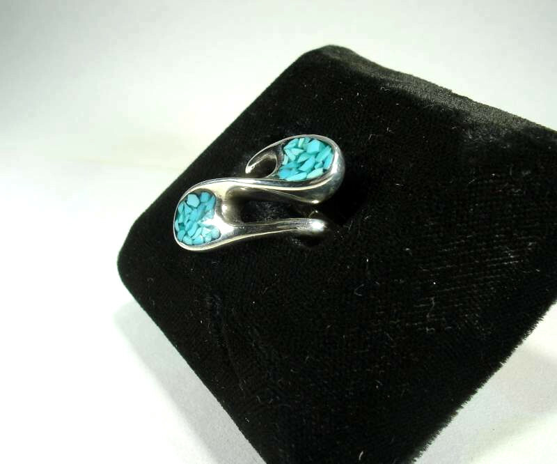 SILVER and TURQUOISE Ring - Solid Sterling Silver… - image 7