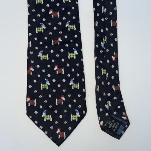 Club Room schmale Seidenkrawatte, 52,5"" schwarz mit Winter Westie Terrier Hundedruck