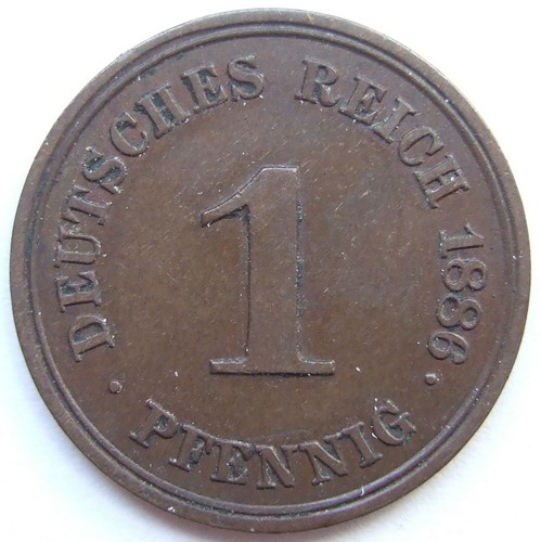 Coin German Empire Empire 1 Pfennig 1886 G in Extremely fine
