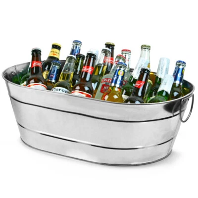 Galvanised Steel Oval Party Tub Large | bar@drinkstuff Drinks Pail