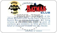 BATMAN CLUB MEMBERSHIP CARD - 2-SIDED - REPRINT