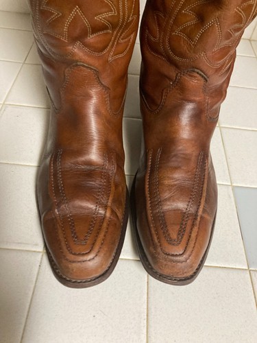 Vintage Sheplers Mens 10 Thick Brown Leather Western Cowboy Boots USA Rockabilly - Picture 12 of 13