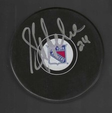 Sylvain Lefebvre Signed New York Rangers Puck