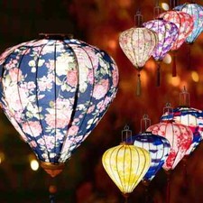 Floral Hanging Lantern Cloth Lantern Chinese New Year Festival Outdoor Decor