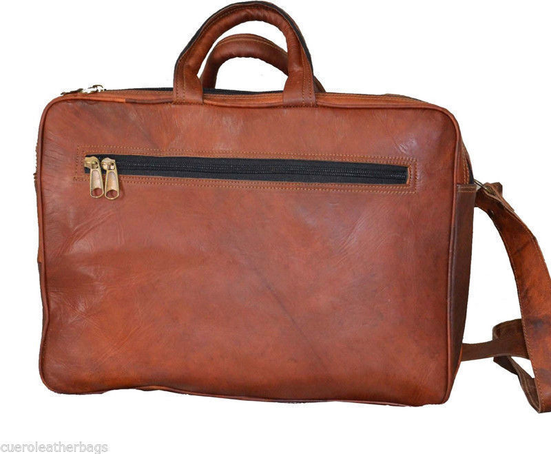 15" Large brown Natural Leather messenger bag shoulder bag Men's Laptop Bag, 