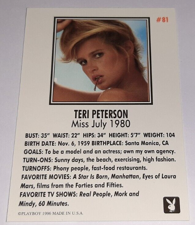 1996 Teri Peterson #81 Signed Playboy Playmate of Month 1980 Auto Card