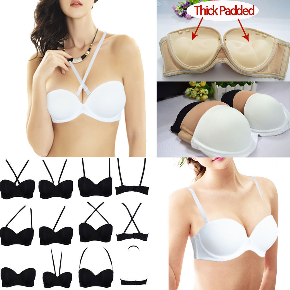 Multiway 32-42 ABCD E Thick Padded PUSH UP Bra ADD Two 2 CUP SIZES  Invisible BRA