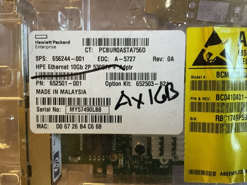 652503-B21 HP 530SFP+ 10GB PCI-E DUAL PORT ADAPTER CARD 652501-001 656244-001 - Picture 2 of 5