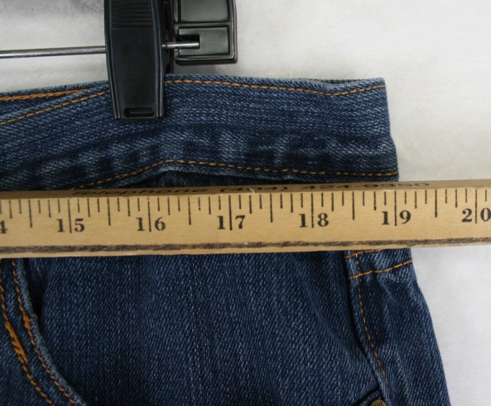 Pantalones Cortos NBN Gear Para Hombres Y2K Hip Hop Azul Denim Envejecido Bordados Talla 38 Sueltos Foto 3 de 4