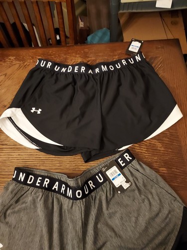Under Armour Play Up 3.0 Womens Shorts Black White & Gray Black XL - Picture 2 of 6