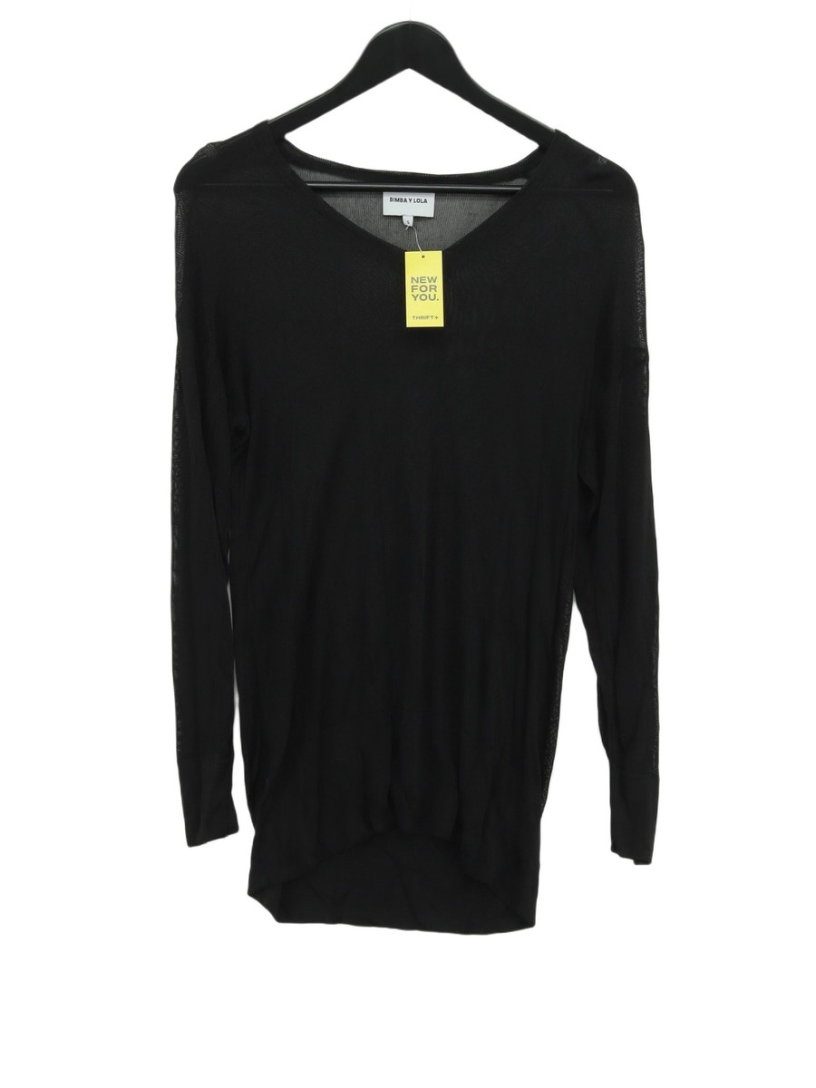 Bimba Y Lola Women's Jumper S Black 100% Other V-Neck Pullover