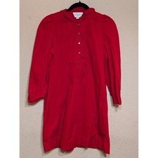 Pomander Place Red Dress Long Sleeve Casual Mini Dress Ruffle Neck XS