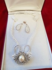 Richard designs Wedding Jewellery Silver Crystal Necklace Earrings Set