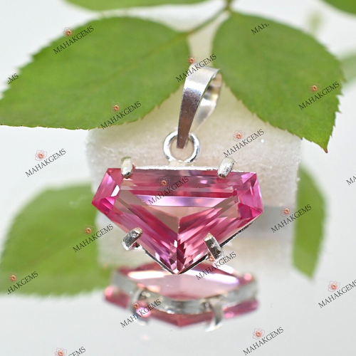 Rare 23 CT Padparadscha Sapphire Pendant – Natural Certified Gem in 925 Silver - Picture 3 of 7
