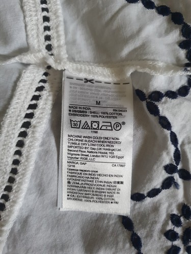 Gap white cotton Ladies top. Navy embroidery cut lace pattern size M NWT Rrp£44 - Picture 8 of 10