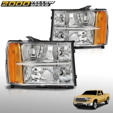 Fit For GMC Sierra 1500 2500HD 3500HD 2007-2013 Headlights Clear Headlamps Light
