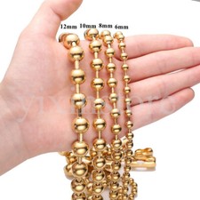 Women Men Gold Tone Stainless Steel Ball Bead Chain Necklace 6/8/10/12mm 7-40"